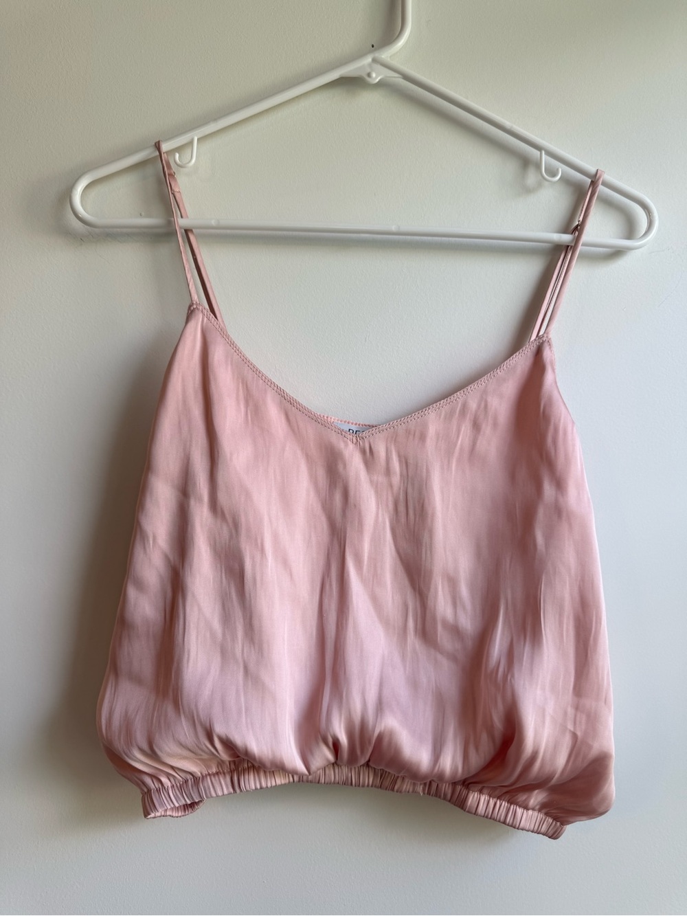 Girls' Blush Pink Spaghetti-Strap Tank Top with Elastic Hem